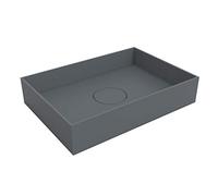 BERNSTEIN - Vasque Lavabo Rectangulaire à poser/suspendre 50x46x12cm fonte minérale Lave main mural Noir mat - Design, Robuste & Durable - TWA112
