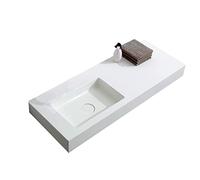 BERNSTEIN - Vasque Lavabo Rectangulaire à poser/suspendre Blanc mat 121x45x12cm fonte minérale Lave main mural - Design, Robuste & Durable - BA8012