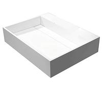 BERNSTEIN - Vasque Lavabo Rectangulaire à poser/suspendre Blanc mat 60x46x13cm Lave main mural fonte minérale + Couvercle écoulement - Design, Robuste & Durable - PB2080