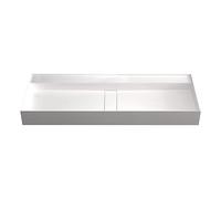 BERNSTEIN - Vasque Lavabo Rectangulaire à poser/suspendre fonte minérale Lave main mural Blanc mat 100x46x12cm + Etagère - Design, Robuste & Durable - TWG211