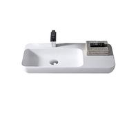 BERNSTEIN - Vasque Lavabo Rectangulaire à poser/suspendre fonte minérale Lave main mural Blanc mat 90x40x12cm sans Bonde - Design, Robuste & Durable - TWG202