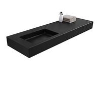 BERNSTEIN - Vasque Lavabo Rectangulaire à poser/suspendre Quartz Noir 121x45x12cm fonte minérale Lave main mural - Design, Robuste & Durable - BA8012