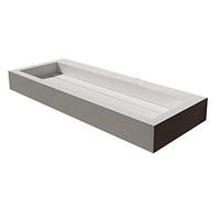 BERNSTEIN - Vasque Lavabo Rectangulaire fonte minérale Blanc mat suspendu mural 120x46x13cm, écoulement central, 3 trous pré-percés montage mural - Design, Robuste & Durable - PB2079