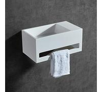 BERNSTEIN - Vasque Lavabo Rectangulaire suspendu Blanc mat 60x40x20cm Lave main mural fonte minérale + Porte-serviette & Bonde cache Blanc - Etagère à droite - Design, Robuste & Durable - TWG02