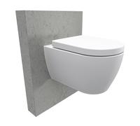 BERNSTEIN - WC suspendu court céramique sanitaire Toilettes mural à poser avec Frein de Chute - Blanc - 48,5x36,5x33cm - Couvercle Amovible, Chasse d'eau profonde, Toilettes d'invités - NT2038