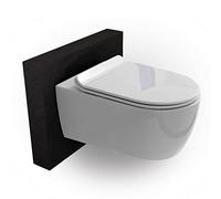 BERNSTEIN - WC suspendu design sans rebords céramique sanitaire Toilettes mural à poser, Abattant extra plat - Blanc - 54,5x36x33cm - NT2039