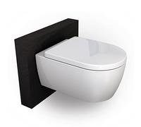 BERNSTEIN - WC suspendu design sans rebords céramique sanitaire Toilettes mural à poser, Abattant veilleuse LED - Blanc - 54,5x36x33cm - NT2039