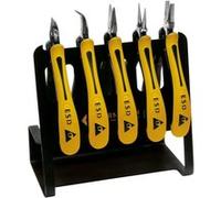 CLASSICline Vario Lot de 5 pinces Ambre ESD (avec porte-outils ESD) | Jeu de pinces électroniques | Kit d'outils de mécanique de précision