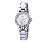 BERNY Montre dorée pour femme délicate - Montre bracelet étanche - Petite montre à quartz analogique pour femme - Bracelet en céramique - Cristal saphir - Date - Calendrier de luxe - Cadeau