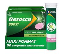 Berocca® Boost - Effet coup de fouet - Aide à réduire la fatigue -Vitamine B12, Guarana, Caféine, Vitamine C et Magnésium, Goût Acérola - Complément Alimentaire - 2x30 cp effervescents