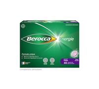 Berocca® Energie Cassis- Multivitamines et Minéraux -Vitamine C, B3, B5, B1, B12, Magnésium et Zinc - Complément alimentaire - Aide à réduire la fatigue - 45 comprimés effervescents