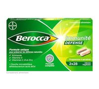 Berocca® Immunité Défense - Préparez vos défenses naturelles - Echinacée, Vitamine D, Vitamine C, et Zinc - Souche microbiotique- Complément alimentaire -56 comprimés