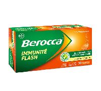 Berocca Immunité Flash Vitamine D et C Zinc Fer 30 comprimés effervescents