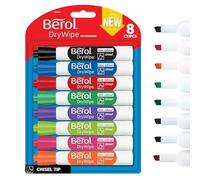 Berol - marqueur pour tableau blanc à pointe biseautée effaçable à sec Lot de 8 coleurs assorties