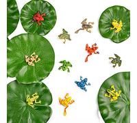 Berolle Lot de 20 grenouilles en plastique 12 figurines en plastique colorées pour décoration d'étang de piscine