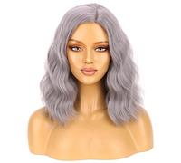 BERON Perruque grise courte bouclée ondulée pour femme âgée - Cheveux synthétiques résistants à la chaleur - Pour cosplay, fête ou usage quotidien