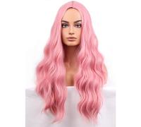 Beron - Perruque rose longue ondulée pour femme - Cheveux synthétiques bouclés de couleur claire - Résistante à la chaleur - Pour cosplay, fête ou usage quotidien