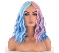 BERON Perruques bleues et roses pour femme - Cheveux synthétiques courts et bouclés - Résistants à la chaleur - Pour cosplay, fête quotidienne