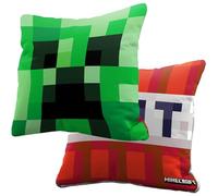 BERONAGE Minecraft Coussin Creeper & TNT - 40 x 40 cm - Réversible - Coussin décoratif pour enfants - Cadeau pour le salon, le lit, le canapé - Décoration et idée cadeau