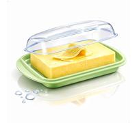 Berossi Beurrier en plastique avec couvercle - 250 g - Petite porte de réfrigérateur - Fin - Passe au lave-vaisselle - Convient à un usage alimentaire - Récipient à beurre - Camping - Bateau