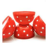 Berossi Lot de 4 bols à céréales à soupe - Rouge à pois - Bols ronds - Petits bols à céréales - Bol de service rétro - 700 ml
