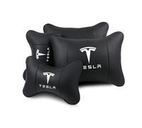 BEROZA 2 pièces Appuie-tête Coussin de Cou,pour Tesla Model Y/3 Coussin Repose Tete Voiture Ergonomique,Bon étirement,Réglable en Hauteur,C Set of Four (with Lumbar Support)