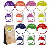 BEROZA Autocollants Jour de la Semaine 3500 Pcs Tag Dots Étiquettes Alimentaires Circulaires Toute la Semaine Étiquettes Alimentaires Day Dots Étiquettes Alimentaires 500 étiquettes par rouleau