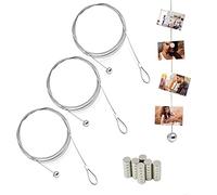 BEROZA Lot de 3 câbles de suspension pour photos - 2 m x 1,5 mm - Avec 36 aimants à boutons - Fil photo avec aimants - Corde magnétique - Pour accrocher des photos ou des cartes postales