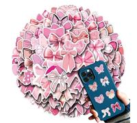 Berriphonia Autocollants Noeud,Autocollants Noeud Rose, de bagages, 110X autocollants imperméables esthétiques pour bouteille d'eau, ordinateur portable, téléphone, planche à roulettes