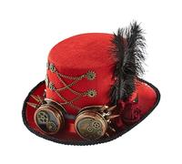 Berriphonia Chapeaux Steampunk, Lunettes Vintage Haut-de-Forme Gothique, Chapeau Costume en Feutre Réglable pour Théâtre Fêtes Renaissance