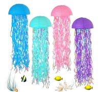 Berriphonia Jellyfish Paper Lanterns, Under The Sea Jellyfish Paper Lanterns - 6 Pièces Réutilisables D'anniversaire Garlands Scène Pour La Cet Ensemble De 6 Lanternes En Papier À MPendaison De Maison