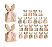 Berriphonia - Lot de 24 sacs cadeaux en forme d'oreilles de lapin - Fleurs séchées pour jardin de printemps, chasse aux œufs, maison, école, salon