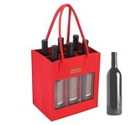 Berriphonia Sac à dosettes de vin en feutre | Sac à vin pour voyage avec poignée | Sac à dosettes de vin anti-fuite pour les voyages et sûr pour vin rouge 6 liquides, rouge, Voir description, Voir