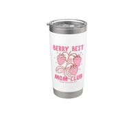 Berry Best Mom Club Mother's Day Cute Vintage Strawberry Gobelet isotherme en acier inoxydable double paroi