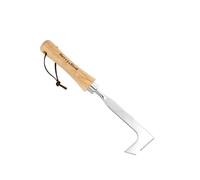 Berry&Bird Outil d'élimination des mauvaises herbes en acier inoxydable, 31,1 cm, désherbeur manuel avec design en forme de L et sangle de suspension en cuir, suceur plat pour désherbage, élimination
