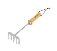 Berry&Bird Râteau à main de qualité supérieure pour le jardinage, 5 dents, cultivateur à main, petit râteau avec poignée en bois, outils à main de jardin idéal pour creuser, aérer, désherber et