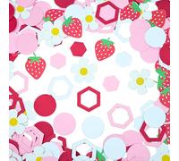 Berry Lot de 300 confettis de table pour fête d'anniversaire Motif fraises et marguerites Rouge/rose/blanc