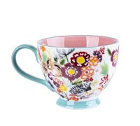 Berry President Tasses en céramique peintes à la main avec motif floral, 38 g, grandes tasses pour lait, café, cappuccino, thé, cacao, flocons d'avoine pour le petit-déjeuner (écureuil coloré)