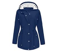 Berrykey Manteau de pluie pour femme, grande taille, imperméable, fermeture éclair, à capuche, coupe-vent, surdimensionné, #6 - Bleu marine, 3XL
