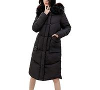 Berrykey Manteau long en duvet pour femme à capuche synthétique, parka, veste, vêtements d'extérieur, surmanteau, Noir , L