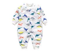 Berrykey Pyjama en polaire pour nouveau-né avec motif d'ours de dessin animé chat dinosaure en polaire chaude avec boutons pour dormir, #3 - Blanc, 0-3 Meses