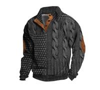 Berrynight Pull décontracté rétro en cachemire avec col montant et boutons pour homme, gris foncé, S