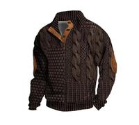 Berrynight Pull décontracté rétro en cachemire avec col montant et boutons pour homme, kaki, M