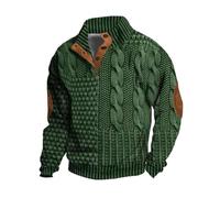 Berrynight Pull décontracté rétro en cachemire avec col montant et boutons pour homme, Vert, XXL