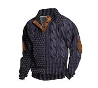 Berrynight Pull décontracté rétro en cachemire avec col montant et boutons pour homme, violet, M