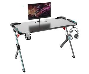 Berserker Gaming Bureau Gamer LED RGB, 113 x 60 x 75 cm, Support Casque et Gobelet, Noir/Rouge