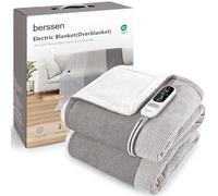 berssen Couverture Chauffante - 180 x 130 CM - Plaid Chauffant Électrique pour Lit, Canapé - 2 Places, 6 Températures, Minuterie 1-9h, Arrêt Automatique, Lavable en Machine - Trois Couleurs Bricolé