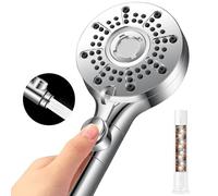 berssen Pommeau de Duche, Pomme de Douche Anti Calcaire Grand Economie Deau, 5+1 Types de Jets, Lance à Haute Pression, Arrêt d'eau à une Touche(Pommeau Douche-G1/2)