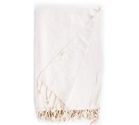 Bersuse 100% Coton - Milas XXL Couverture, Jeté de Lit ou de Canapé - Fouta Peshtemal Serviette de Plage - Serviette Turque - Oeko-TEX - 150x230 cm, Blanc