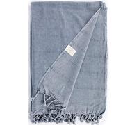 Bersuse 100% Coton - Troy XXL Couverture, Jeté de Lit ou de Canapé - Fouta Peshtemal Serviette de Plage - Serviette Turque, Lavé à la Pierre - Oeko-TEX - 148x206 cm, Gris
